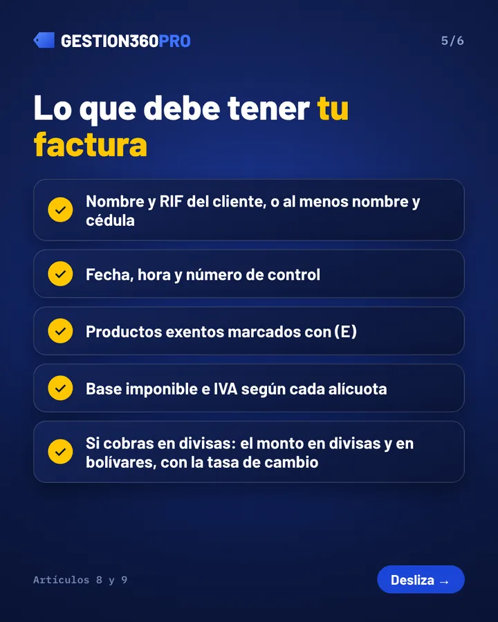Lo que debe tener tu factura.